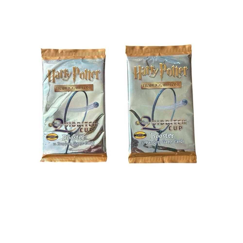 Vintage Harry Potter Quidditch Cup Random Booster Trading Cards 2 SEALED Packs